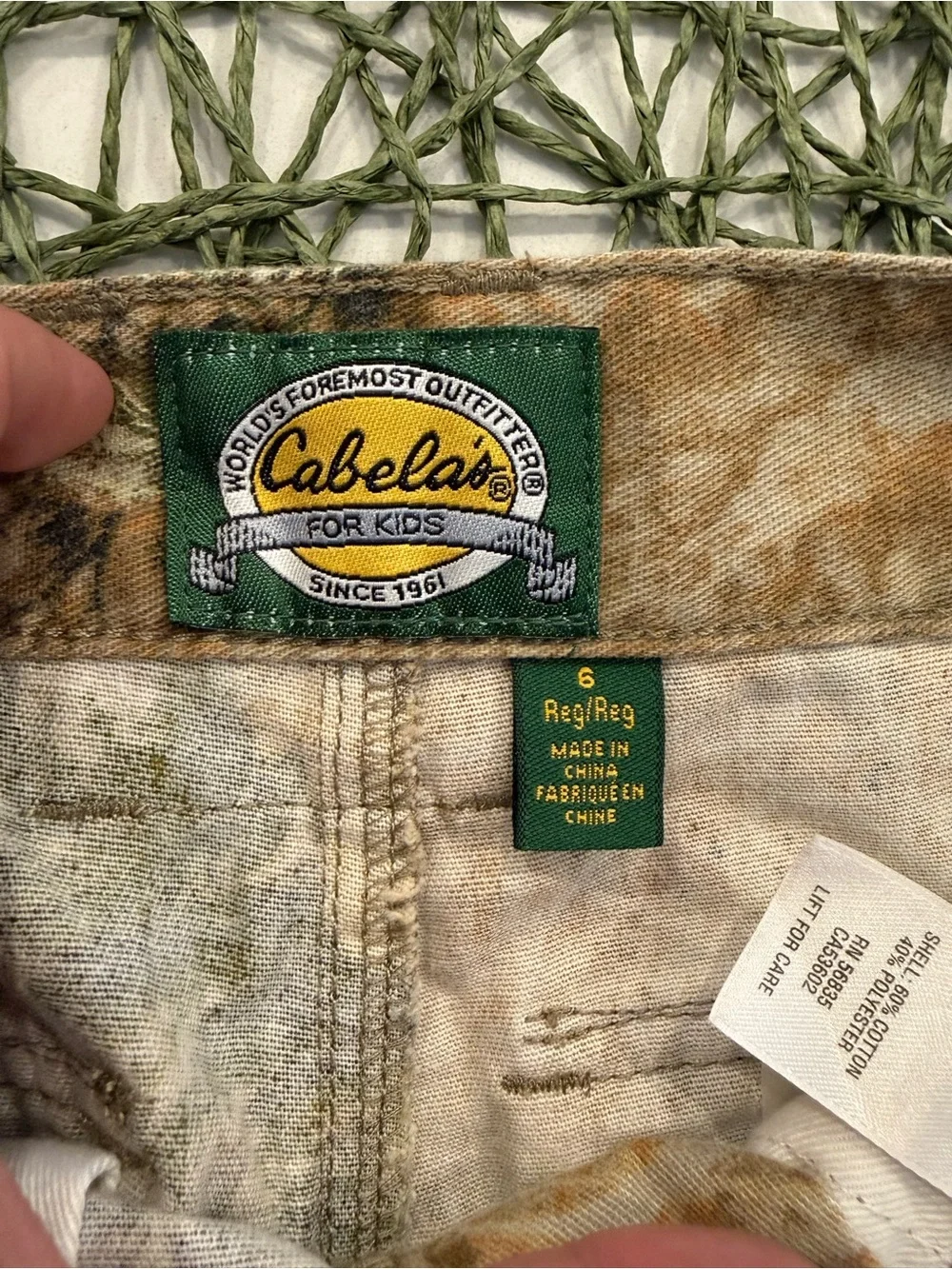 Cabela's Tan and Green Realtree-Style Cargo Pants